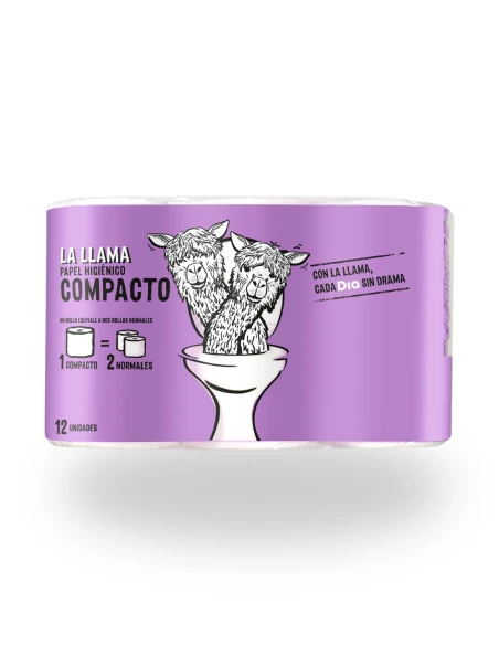 Papel Higienico Compacto Doble Rollo LA LLAMA 12 uds